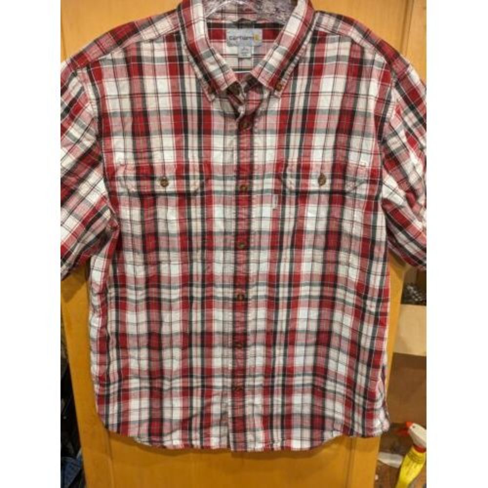 Carhartt Men's Rugged Flex Rigby Short Sleeve Work‎ Shirt - Large Has hole  Back